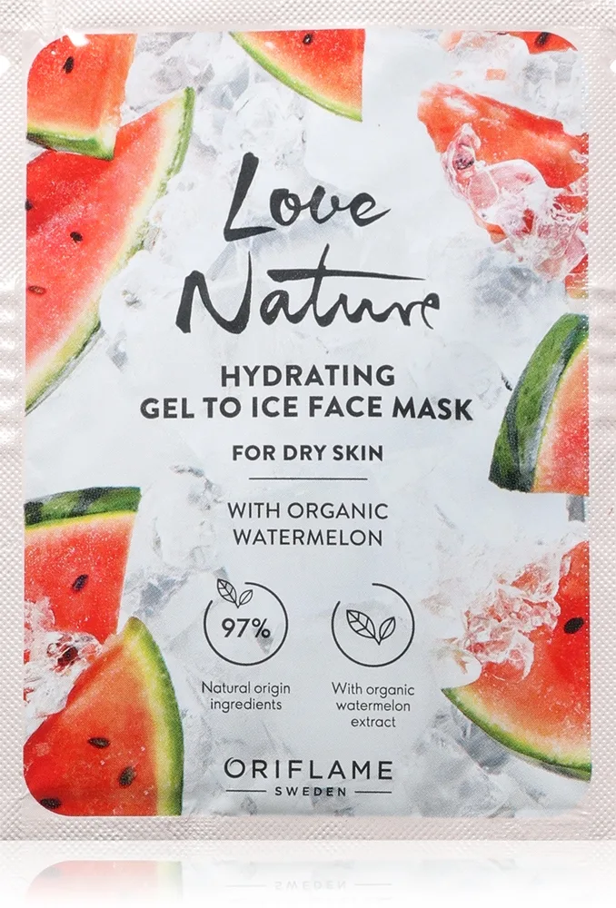 Oriflame Love Nature Gel To Ice Organic Watermelon kosteuttava kasvonaamio kuivalle iholle 10 ml