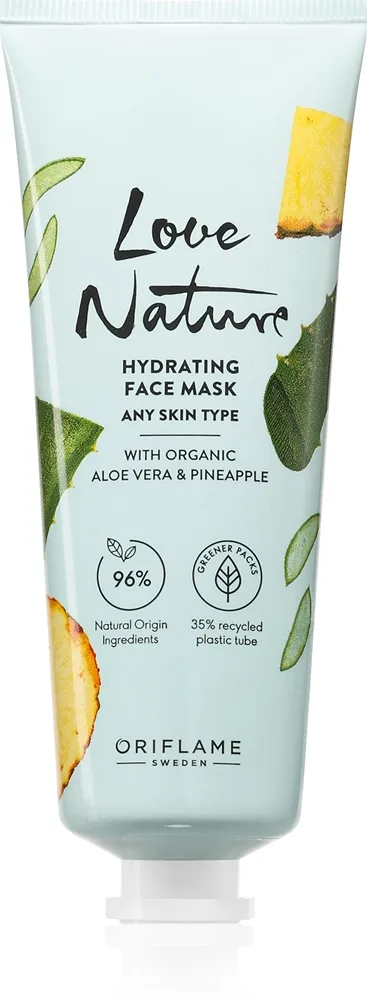 Oriflame Love Nature Organic Aloe Vera & Pineapple Återfuktande ansiktsmask 75 ml
