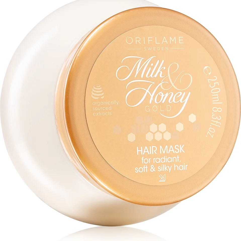 Oriflame Milk & Honey Gold hoitava naamio hiusten kiiltoa ja pehmeyttä lisäävä 250 ml
