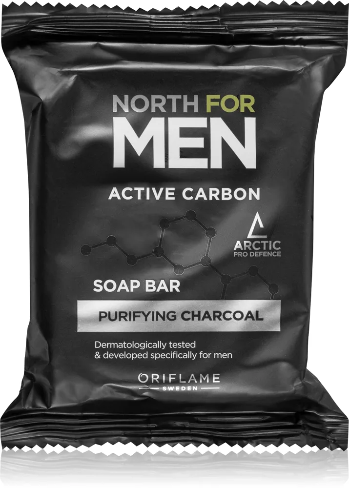 Oriflame North for Men Active Carbon puhdistava palasaippua sisältää aktiivista hiiltä 100 g
