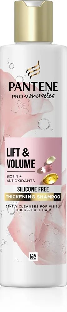 Pantene Pro-V Miracles Lift'N'Volume volyymia antava shampoo hennoille hiuksille sisältää biotiinia 250 ml