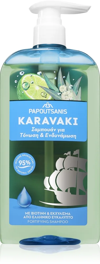 PAPOUTSANIS Karavaki Tonic & Strength shampoo hiuksiin 600 ml