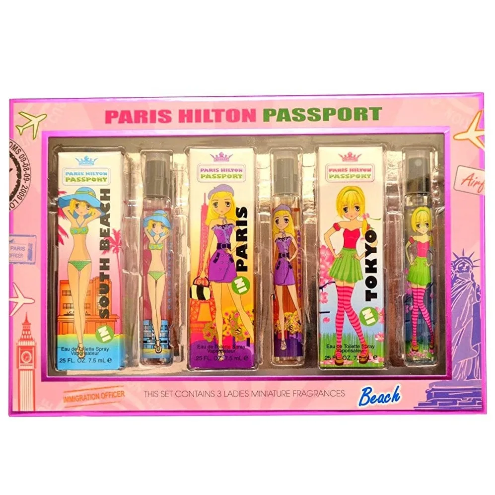 Giftset Paris Hilton Passport Edt 7.5ml x 3