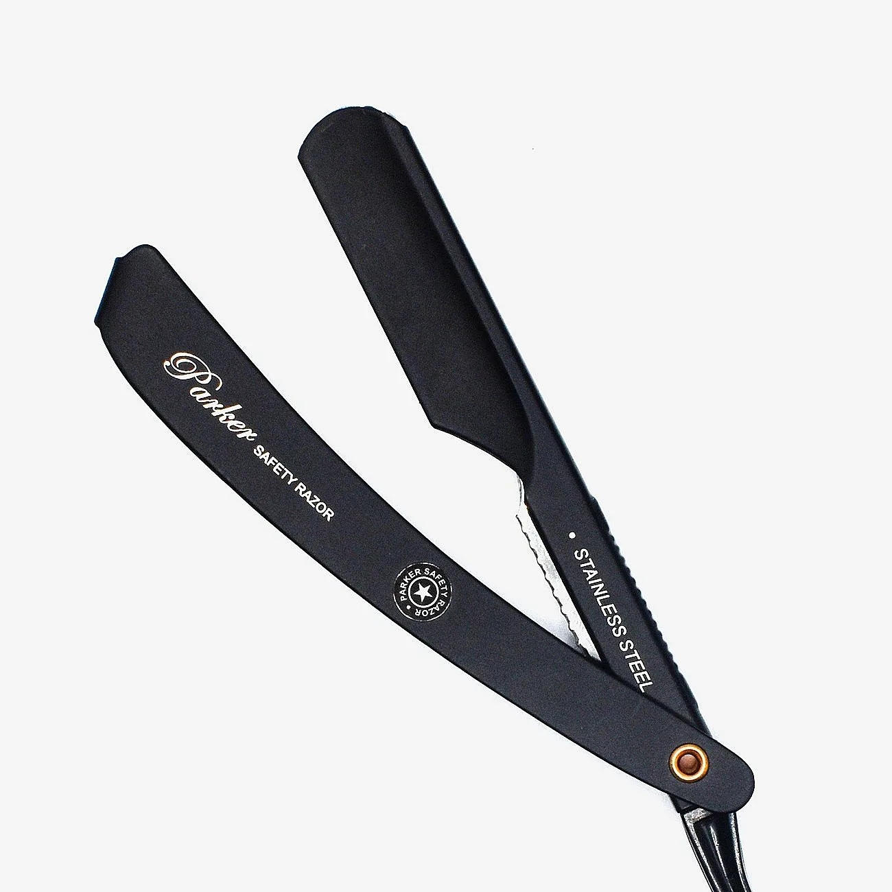Parker Parker Ptbmetal-Black Steel Push Type Barber/Straight Razor - Black - ONE SIZE