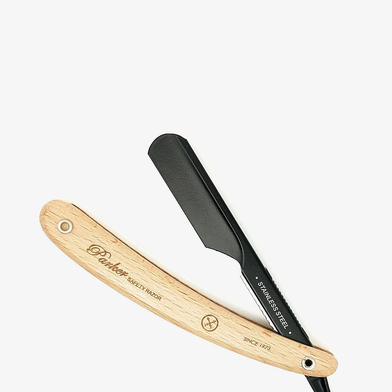 Parker Ptpba - Light Wood Handle Push Type Black Blade Holder Barber/Straight Razor - Multi/patterned - ONE SIZE