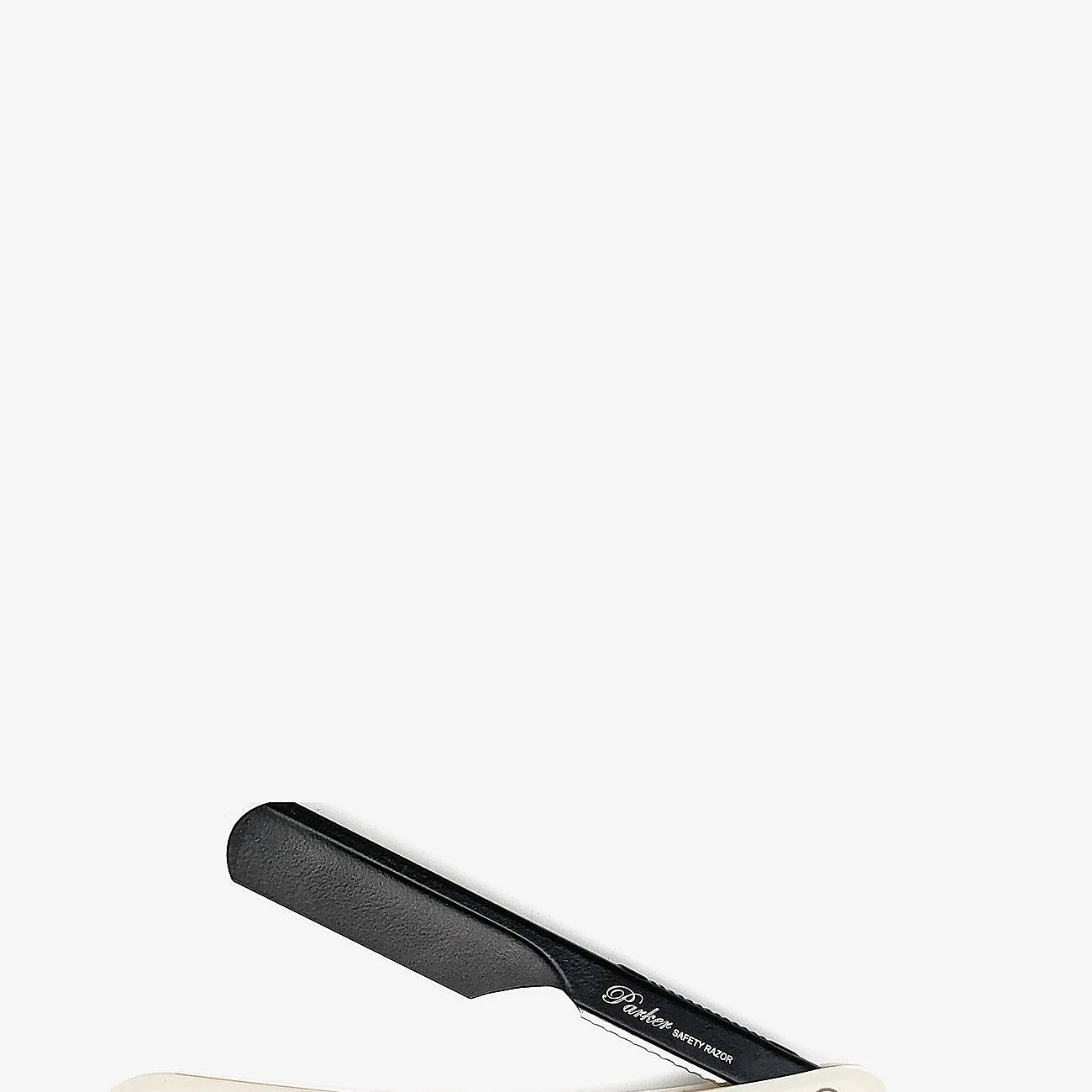 Parker Parker Ptwba - White Abs Handle Push Type Black Blade Holder Barber/Straight Razor - White - ONE SIZE