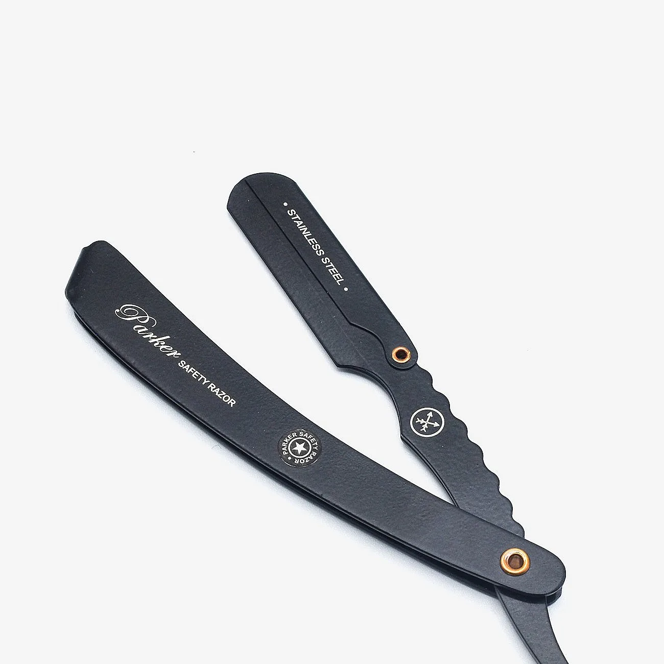Parker Heavy-Duty Stainless-Steel Handle Clip Type Black Blade Holder Barber/Straight Razor