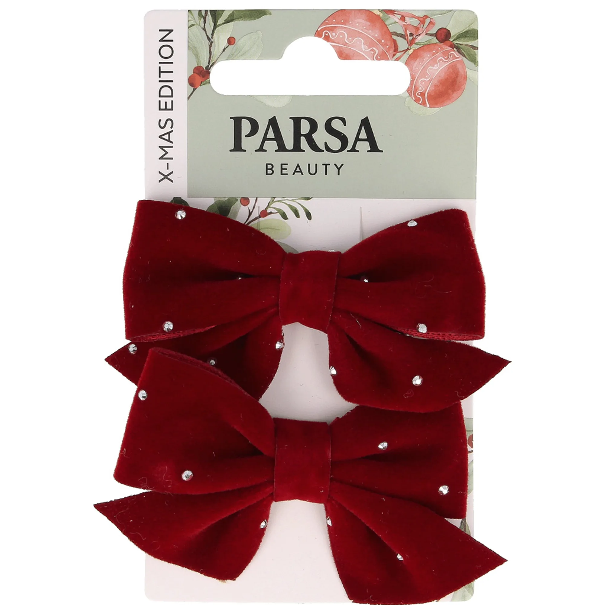 PARSA Beauty Haarclip Schleifen rot, Christmas Edition Hiuspinnit