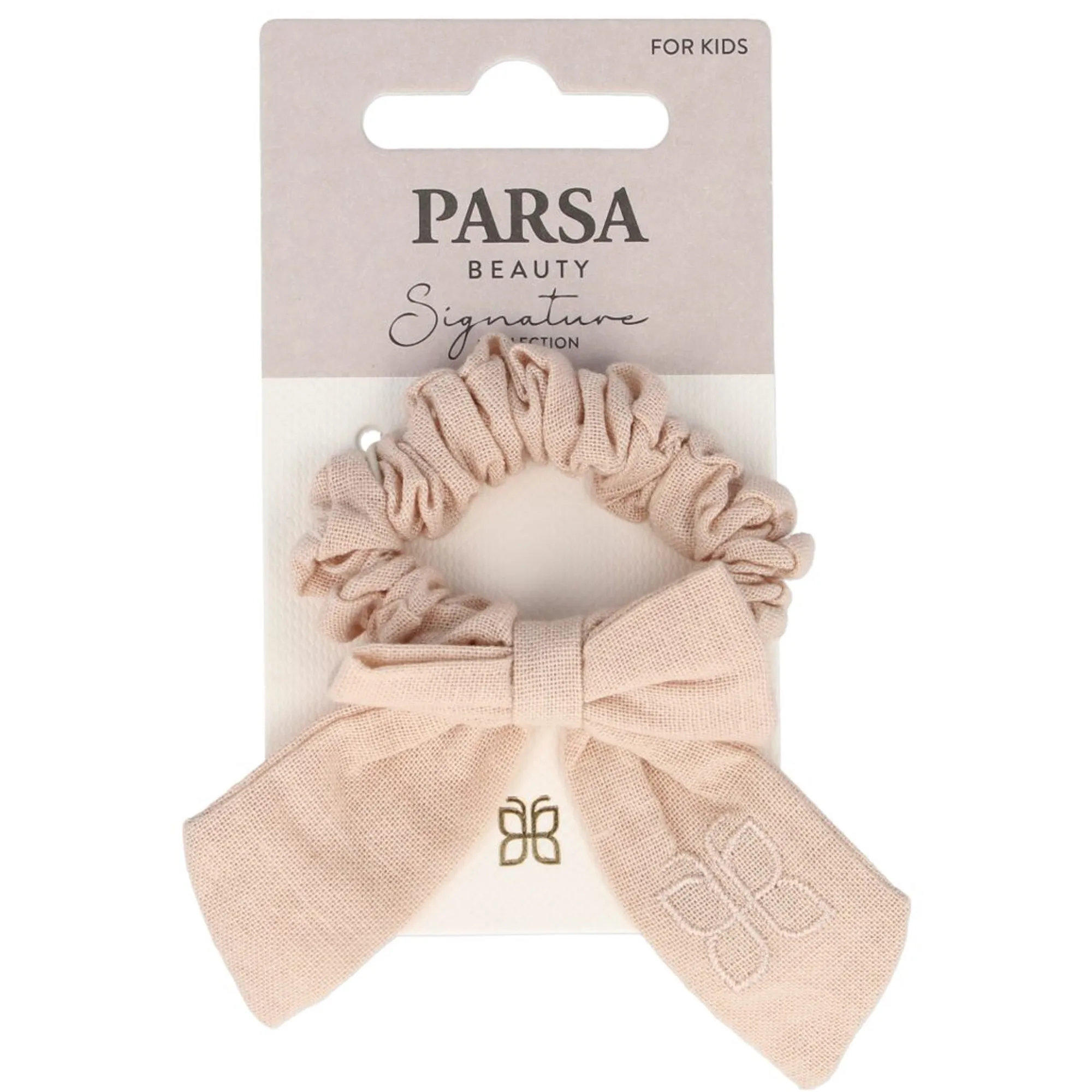 PARSA Beauty Scrunchie mit Schleife, Beige Hårelastik