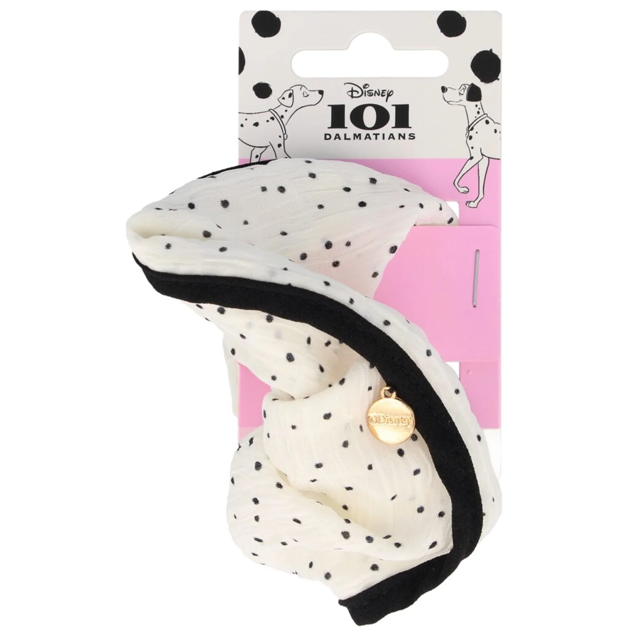 PARSA Beauty Scrunchie hvid med sorte prikker Hårelastik