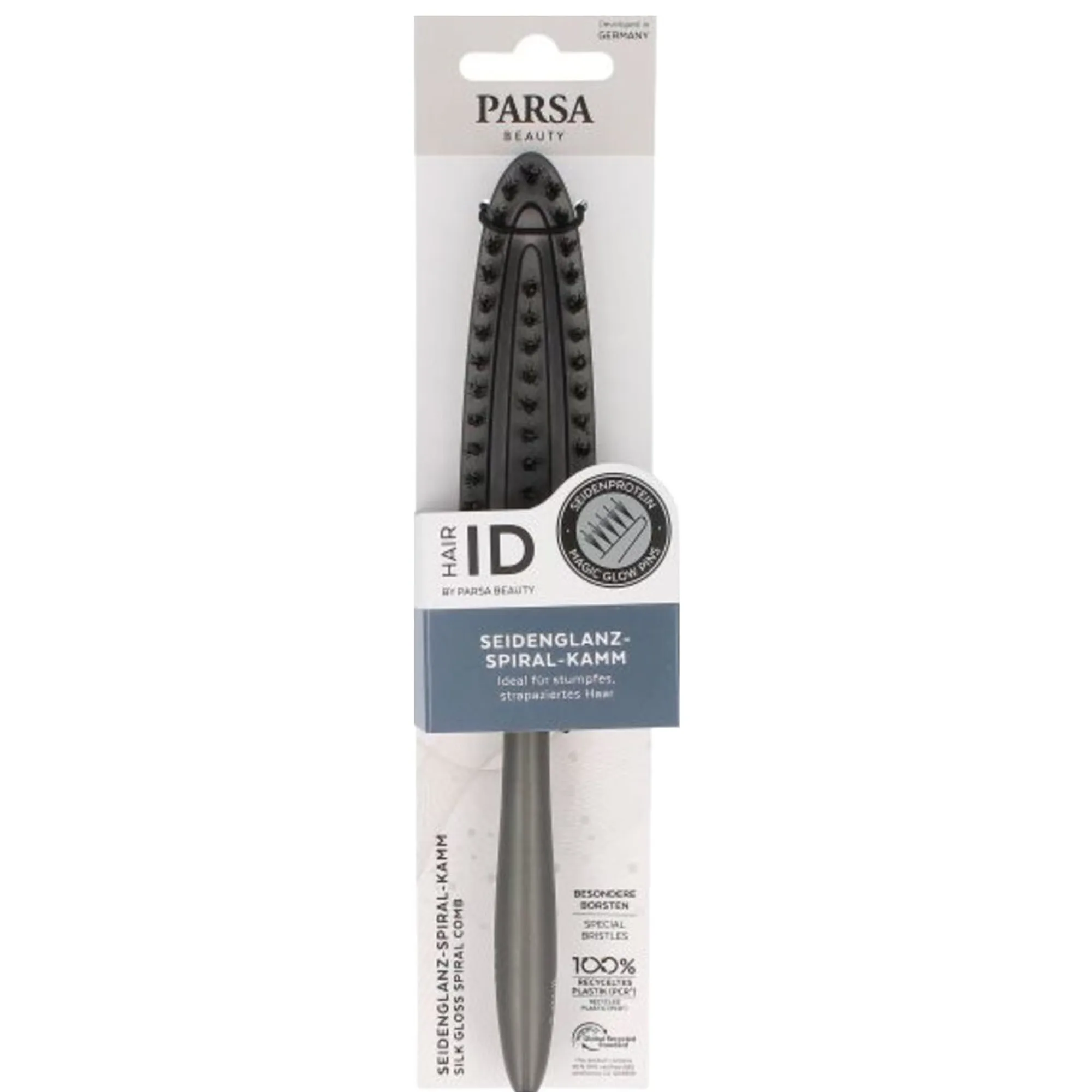 PARSA Beauty Spiralkam med silkesglans svart Kam med handtag