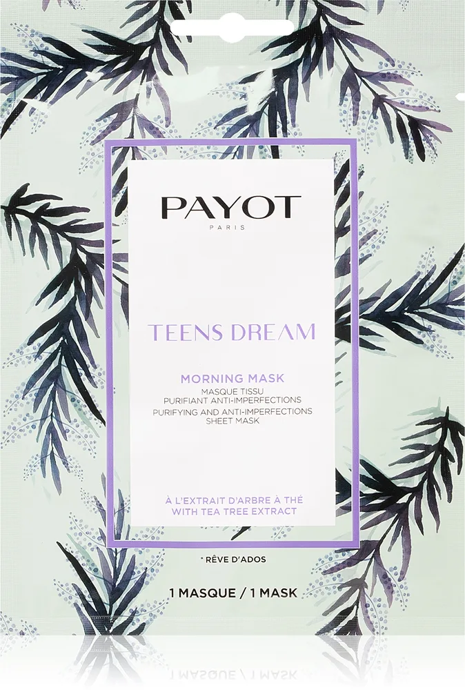 Payot Morning Mask Teens Dream puhdistava ja virkistävä kangasnaamio rasvoittuvalle ja sekaiholle 19 ml