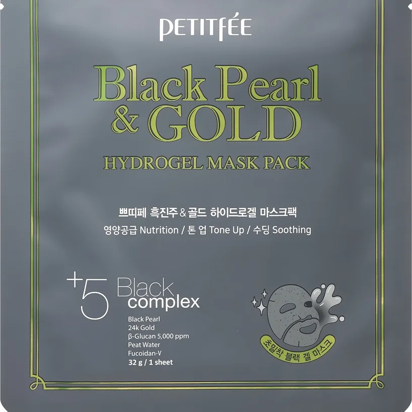 Petitfée Black Pearl & Gold intensiivinen hydrogeelinaamio sisältää 24 karaatin kultaa 5x32 g