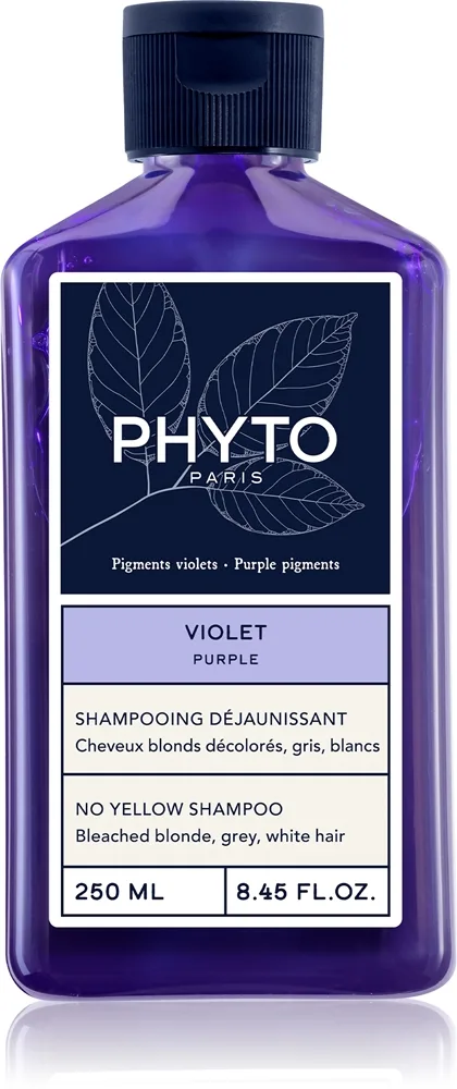 Phyto Violet No Yellow Shampoo sävyttävä shampoo vaaleille ja raidoitetuille hiuksille 250 ml