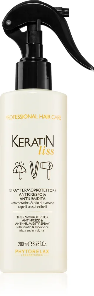 Phytorelax Laboratories Keratin Liss suojaava ja kosteuttava suihke kurittomille ja pörröisille hiuksille 250 ml
