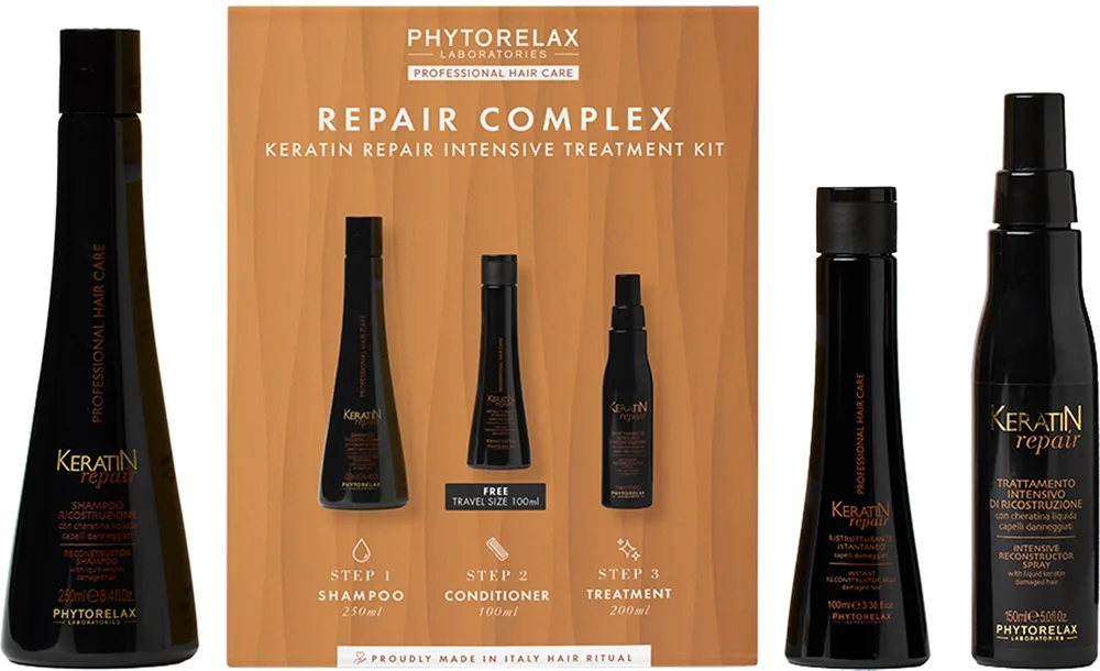 Phytorelax Laboratories Keratin Repair lahjasetti vaurioituneita hiuksia silottamaan ja uudistamaan