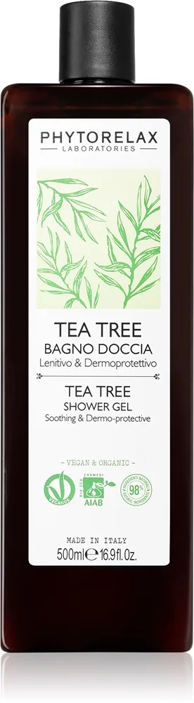 Phytorelax Laboratories Tea Tree rauhoittava suihkugeeli sisältää teepuuöljyä 500 ml