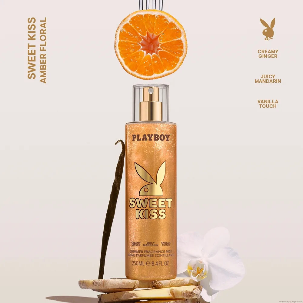 Playboy Sweet Kiss Kropsspray med glitter til kvinder 250 ml