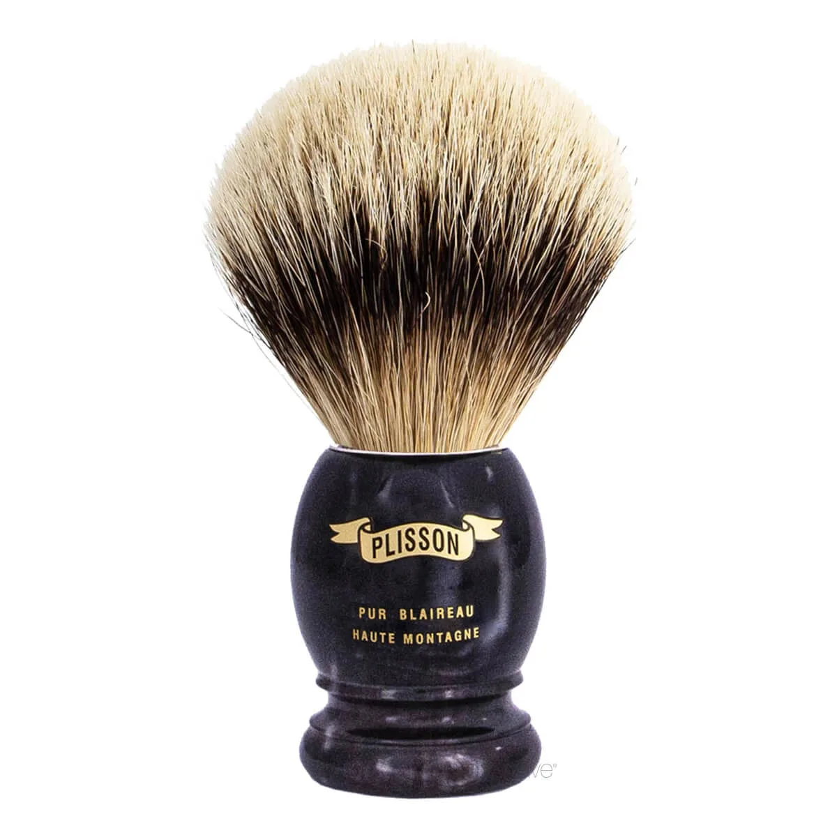 Plisson 1808 Barberkost, High Mountain White Badger & Genuine Black Horn, Original, Str. 12