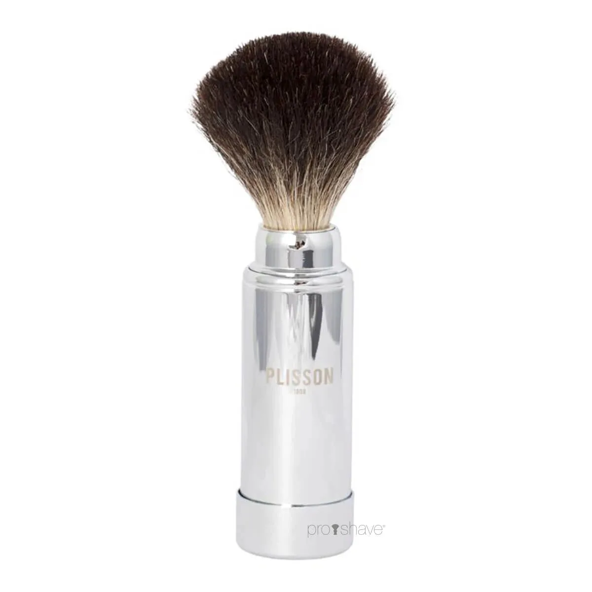 Plisson 1808 Rejsebørste, Pure Black Badger & Chrome, Str. 8