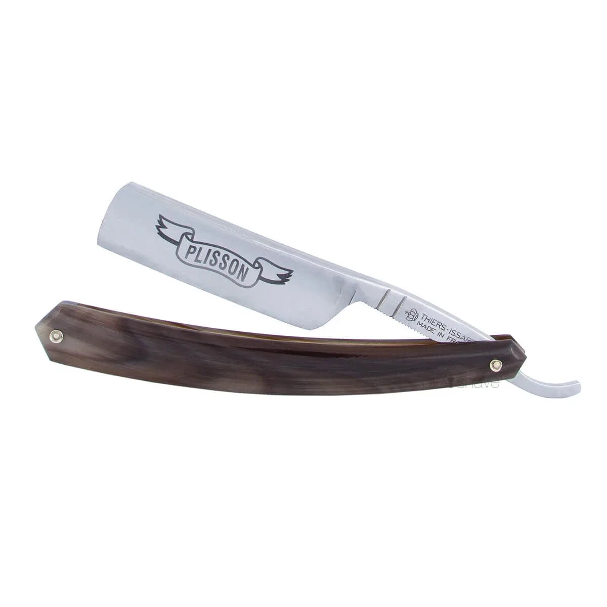 Plisson 1808 Straight Razor, 6/8 Round Nose, Horn
