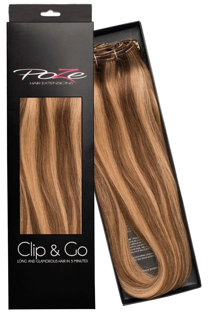 Poze Hairextensions Poze Clip&Go Löshår Äkta 10B/7BN Sandy Brown Mix 7 delar/set 50cm