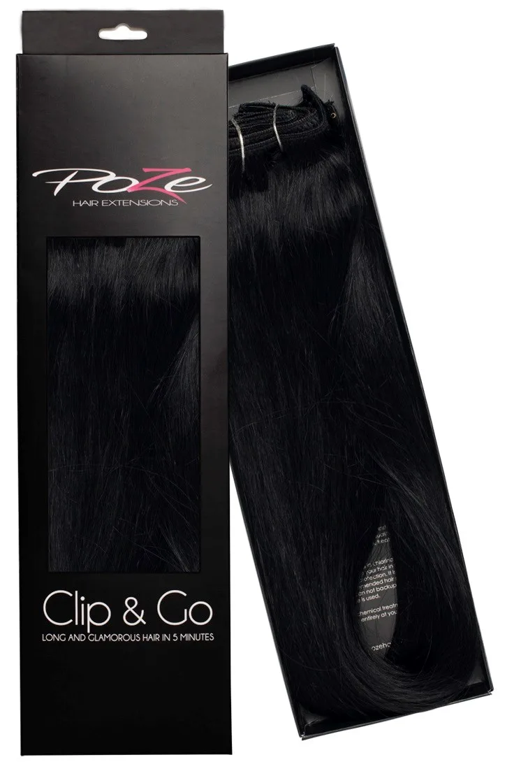 Poze Hairextensions Poze Clip&Go Löshår Äkta 1N Midnight Black 7