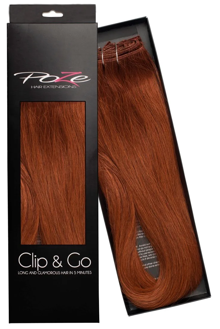Poze Hairextensions Poze Clip&Go Löshår Äkta 7K Copper Fusion 7 delar/set 50cm