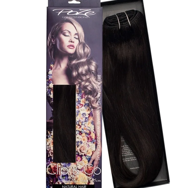Poze Hairextensions Poze Clip & Go Löshår Miss Volume 55cm 7st 1B Midnight Brown