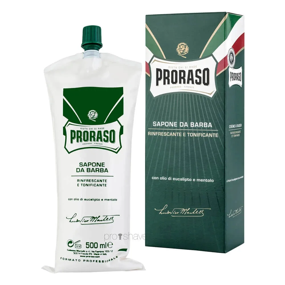 Proraso Barbercreme - Eucalyptus og Menthol (500 ml)