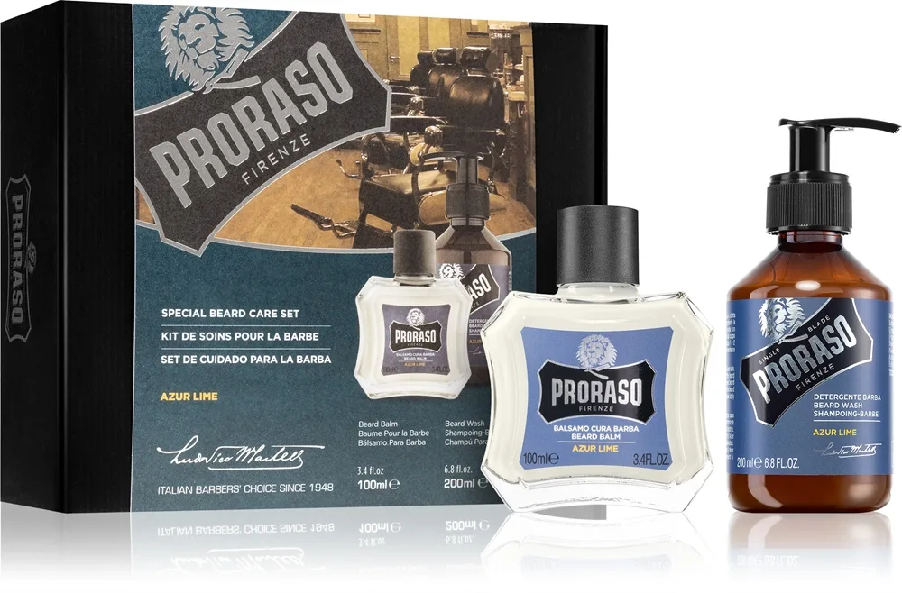 Proraso Gaveæske, Duo Pack, Skægshampoo & Skægbalm, Azur Lime