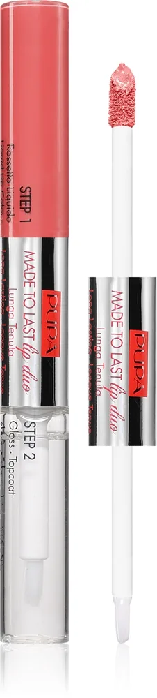 PUPA Milano Made to Last Lip Duo pitkäkestoinen nestemäinen huulipuna kiiltävä sävy 009 - Sweet Pink 2x4 ml