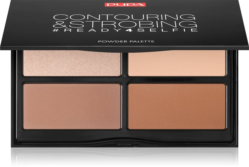 PUPA Milano #READY4SELFIE Contouring & Strobing varjostuspaletti sisältää korostusvärin sävy 003 Dark Skin 175 g