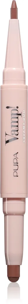 PUPA Milano Vamp! Creamy Duo Konturskabende læbestift og læbeliner 2-i-1 Skygge 001 Fair Nude 0.8 g
