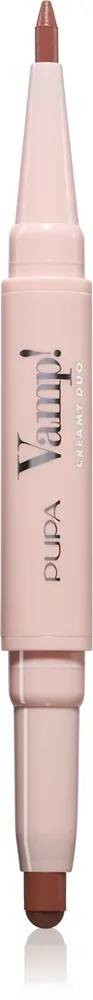 PUPA Milano Vamp! Creamy Duo Konturskabende læbestift og læbeliner 2-i-1 Skygge 003 Warm Nude 0.8 g