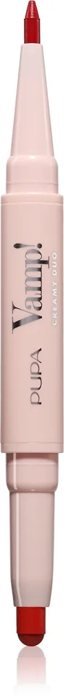PUPA Milano Vamp! Creamy Duo Konturskabende læbestift og læbeliner 2-i-1 Skygge 011 - Orange Red 0.8 g