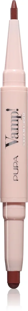 PUPA Milano Vamp! Creamy Duo Konturskabende læbestift og læbeliner 2-i-1 Skygge 020 Brown Nude 0.8 g