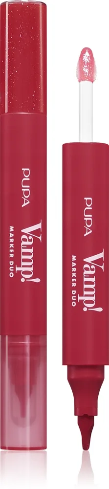 PUPA Milano Vamp! Lip Marker Duo huulikynä kiiltävä sävy 005 Cherry Granita 1.4 ml