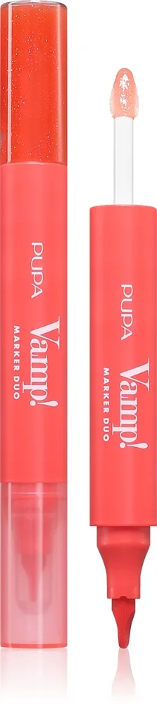 PUPA Milano Vamp! Lip Marker Duo huulikynä kiiltävä sävy 007 Red Potion 1.4 ml