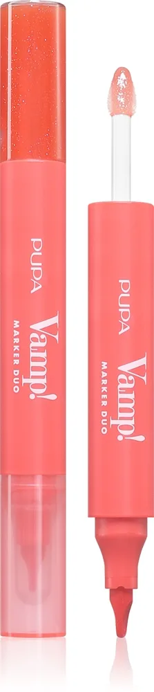 PUPA Milano Vamp! Lip Marker Duo huulikynä kiiltävä sävy 008 Orange Sorbet 1.4 ml