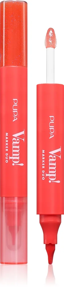 PUPA Milano Vamp! Lip Marker Duo huulikynä kiiltävä sävy 009 Jelly Coral 1.4 ml