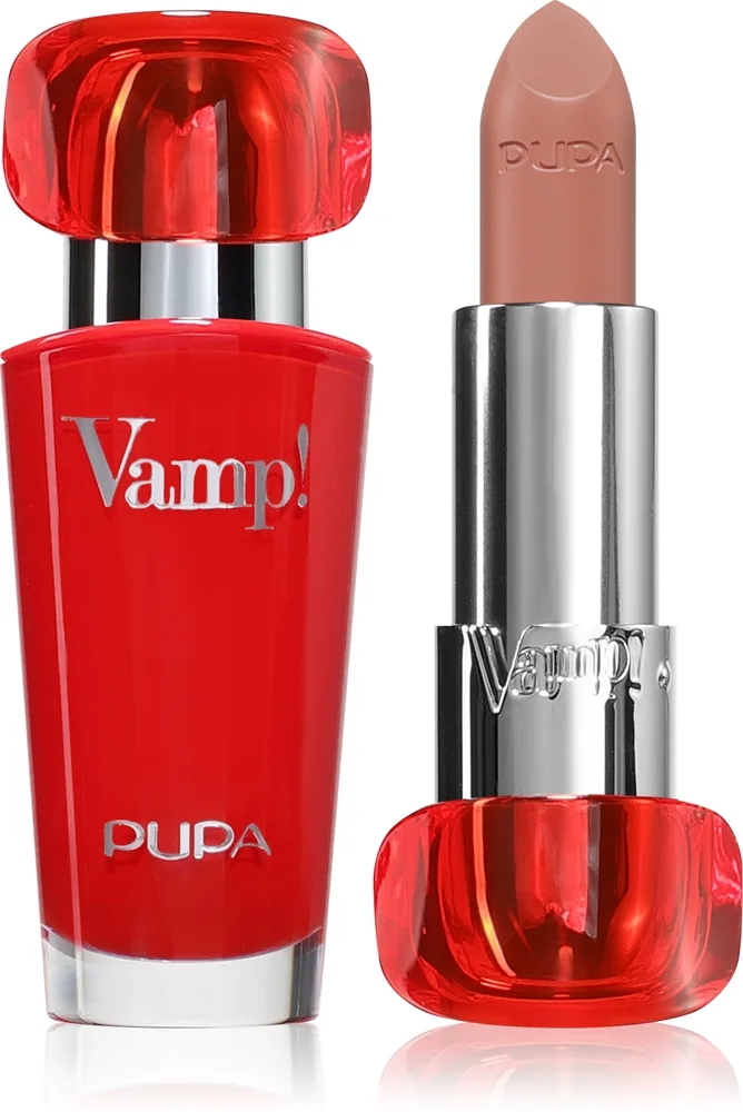 PUPA Milano Vamp! Luminous Lipstick täyteläisen vaikutelman antava huulipuna sävy 101 Warm Nude 3.5 g
