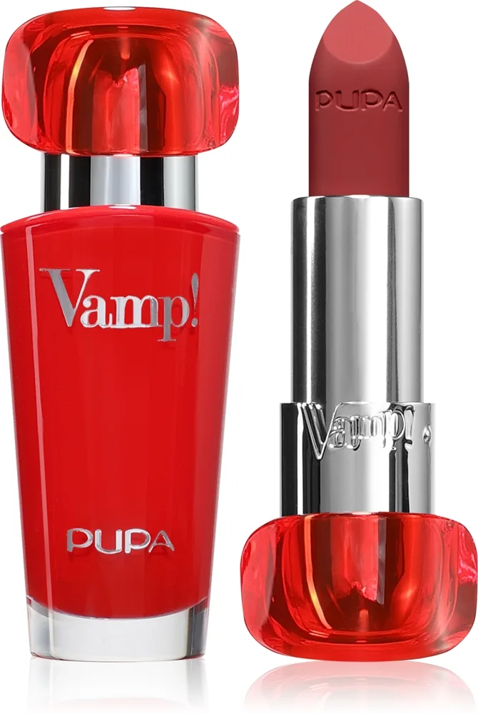PUPA Milano Vamp! Luminous Lipstick täyteläisen vaikutelman antava huulipuna sävy 301 Intense Red 3.5 g