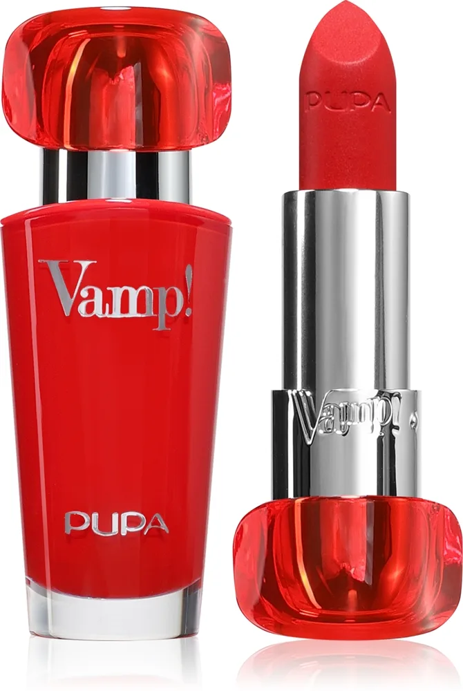PUPA Milano Vamp! Luminous Lipstick täyteläisen vaikutelman antava huulipuna sävy 302 Ruby Red 3.5 g