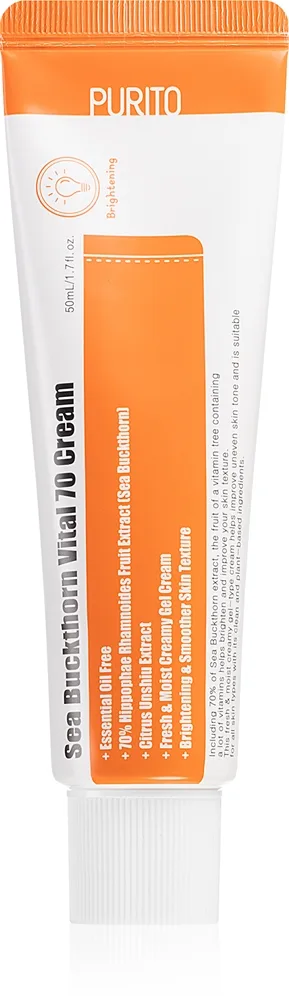 Purito Sea Buckthorn Vital 70 Fugtgivende og blødgørende creme med havtorn 50 ml