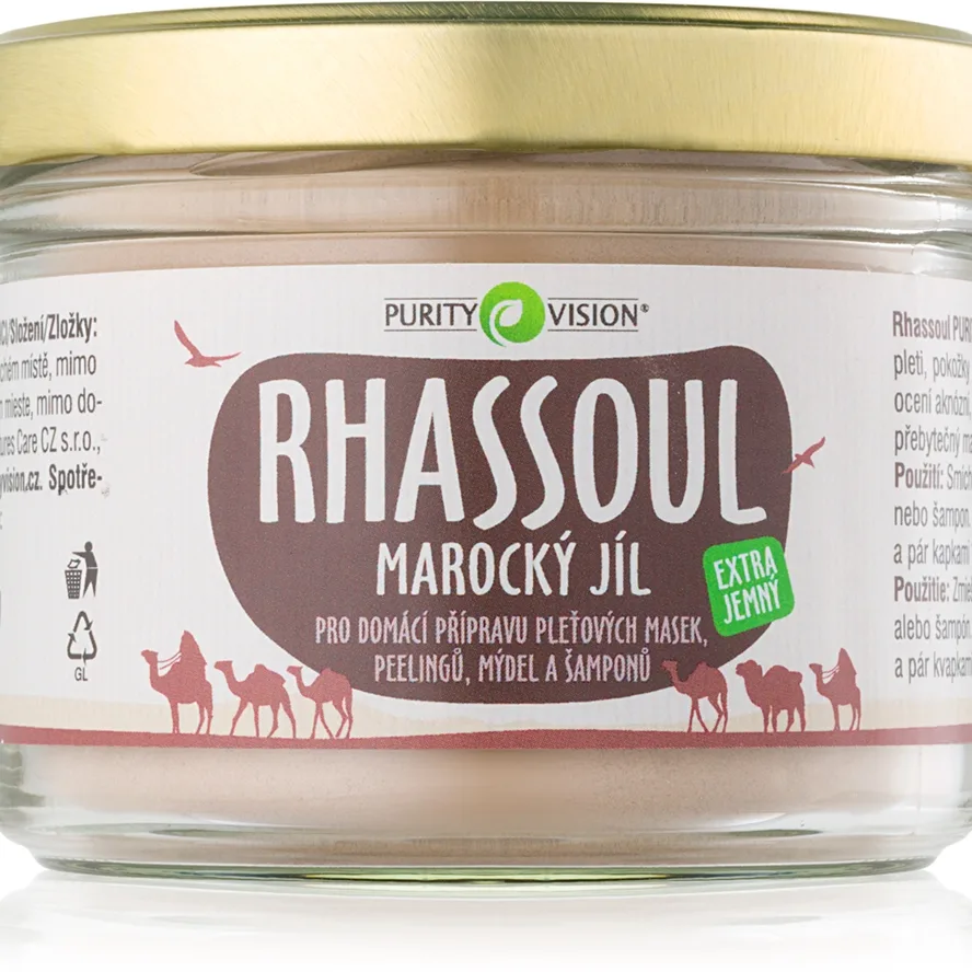Purity Vision Rhassoul Marokon savi kasvonaamioiden, kuorintojen, saippuoiden ja shampoiden valmistukseen 450 g