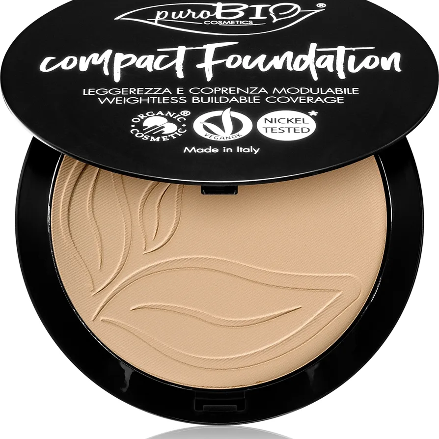 puroBIO Cosmetics Compact Foundation Kompakt pudderfoundation SPF 10 Skygge 02 9 g