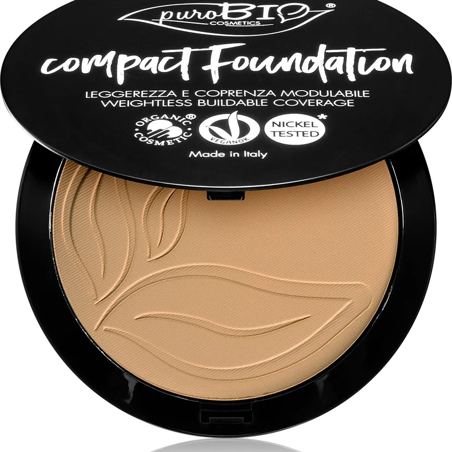 puroBIO Cosmetics Compact Foundation Kompakt pudderfoundation SPF 10 Skygge 03 9 g