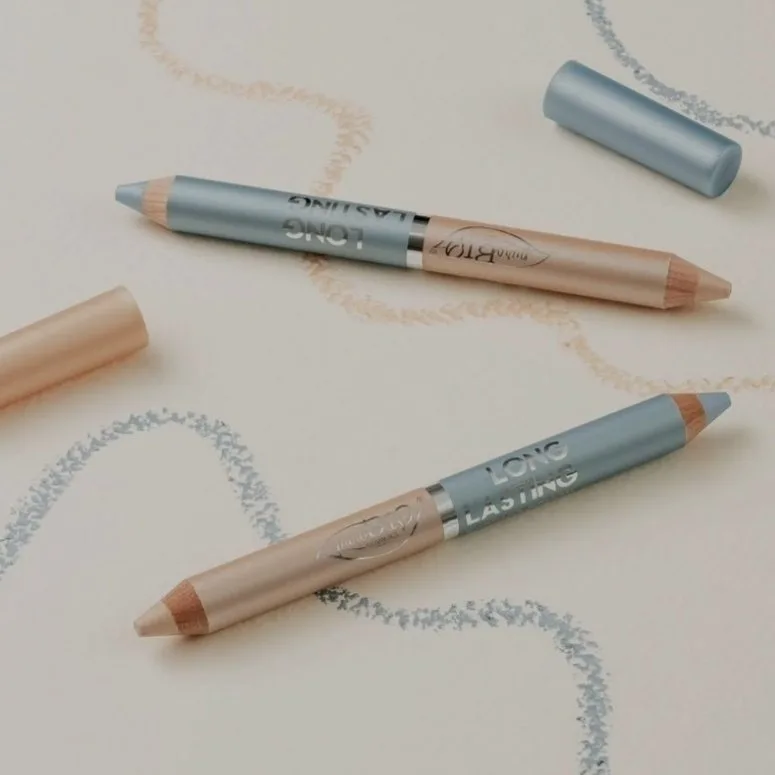 puroBIO Cosmetics - Long Lasting eyeduo pencil satin champagne & satin sky blue 101