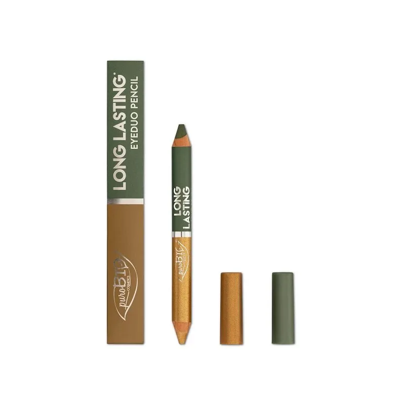 puroBIO Cosmetics - Long Lasting eyeduo pencil satin gold  & satin moss 102